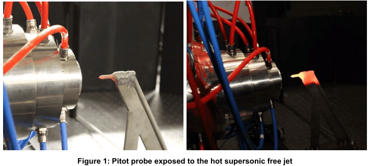 Pitot probe exposed to the hot supersonic free jet