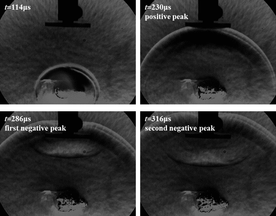 Figure 3. Schlieren images. l = 75 mm, d = 50 mm.