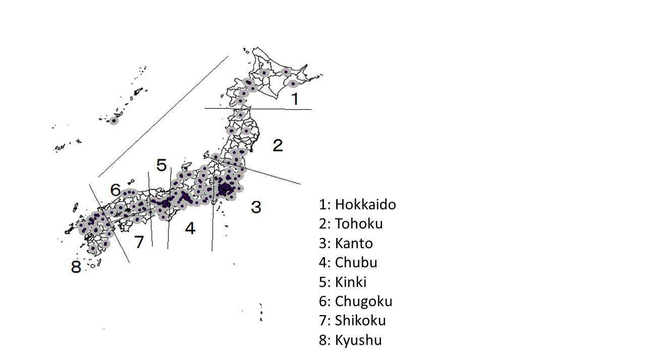 Figure. Areas within 30 km of hospitals with at least 5 full-time pediatricians